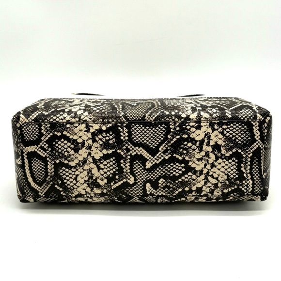 Michael Kors Large Reed Leather Belted Satchel Crossbody Bag Cream Snakeskin - Picture 6 of 11